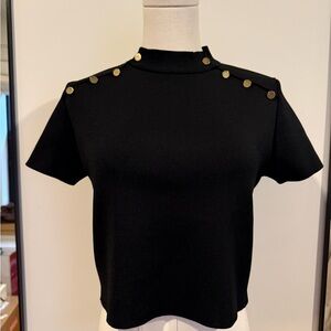 Zara Knit Crop Top With Gold Buttons